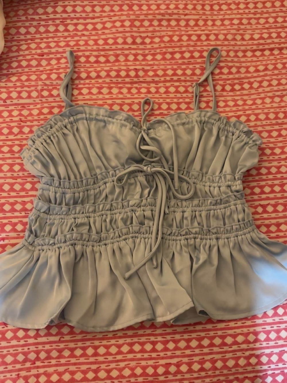 Light Gray Ruched Peplum Cami Top